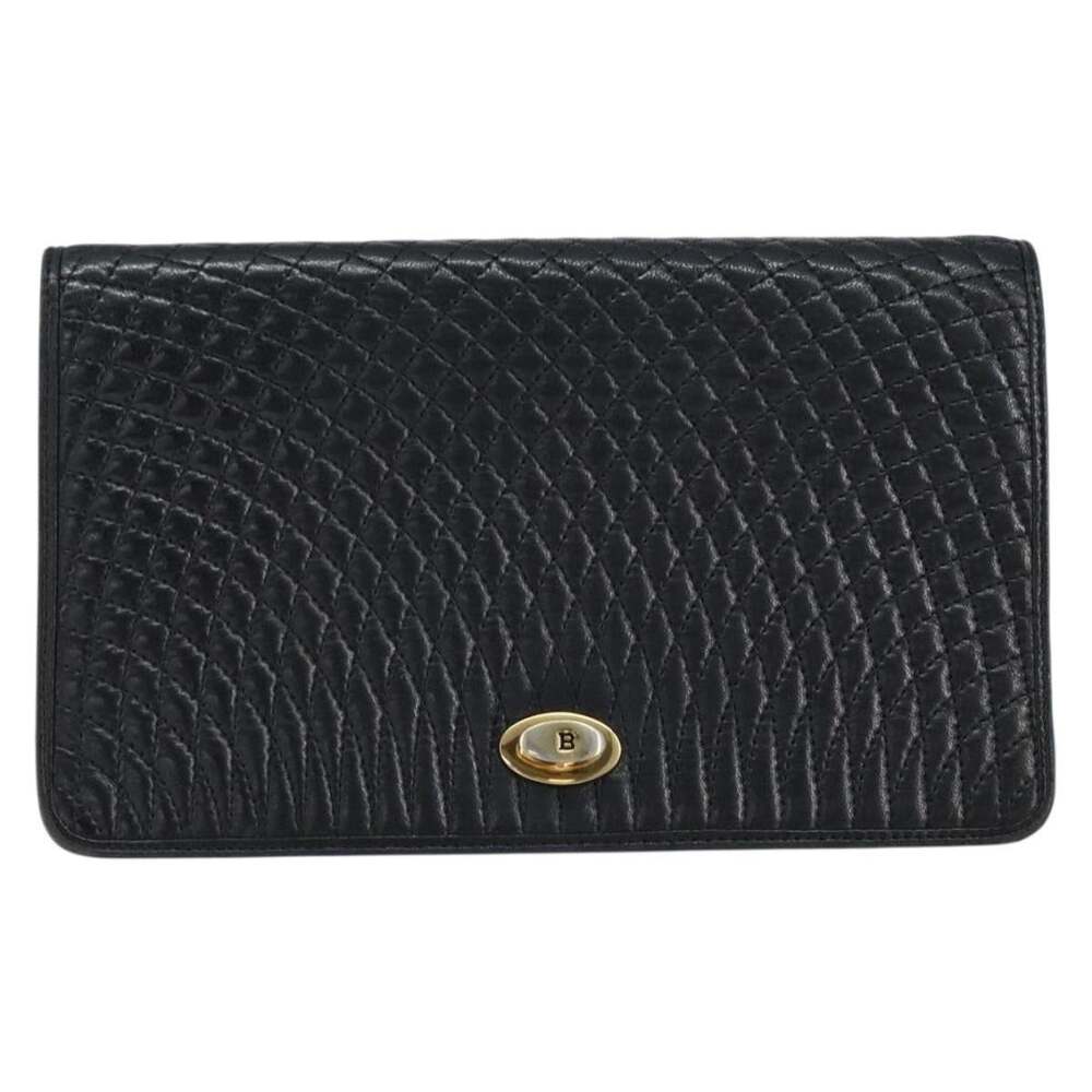 Bally Leather Quilted Chain Shoulder Bag Black